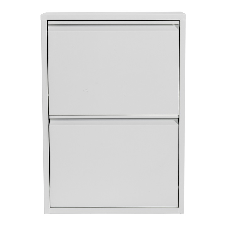[en.casa] Cipősszekrény 2 ajtóval Sokndal 71 x 50 x 15 cm fém fehér