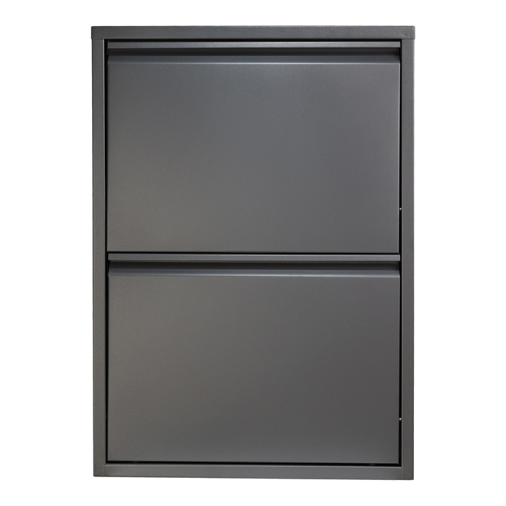 [en.casa] Cipősszekrény 2 ajtóval Sokndal 71 x 50 x 15 cm fém szürke