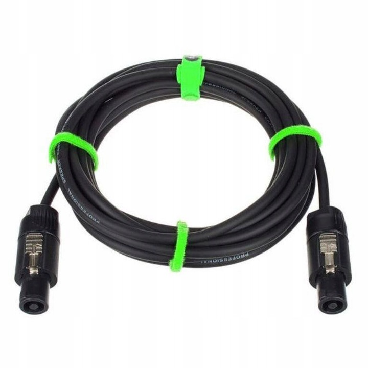 Audiokábelek, Fun Generation, Speakon-Speakon, 10m, 2x1,5mm, fekete, készlet rögzítési lehetőségekkel