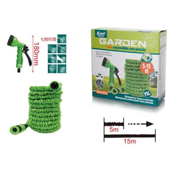 Mágikus rugalmas locsolótömlő készlet szórófejjel 5m - 15m Kmt TOOLS