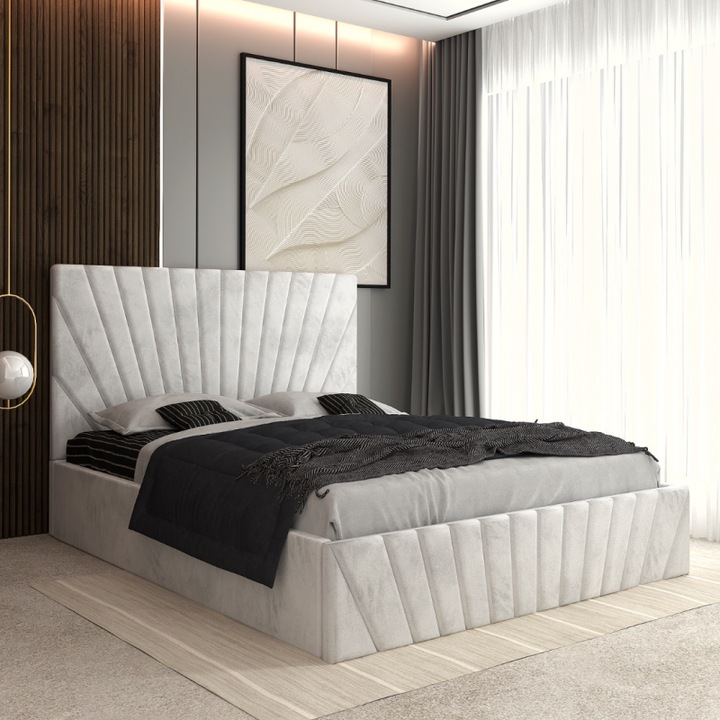 Pat Tapitat Toma ALB AmzMob + Saltea Lux Ortopedica - 140X200