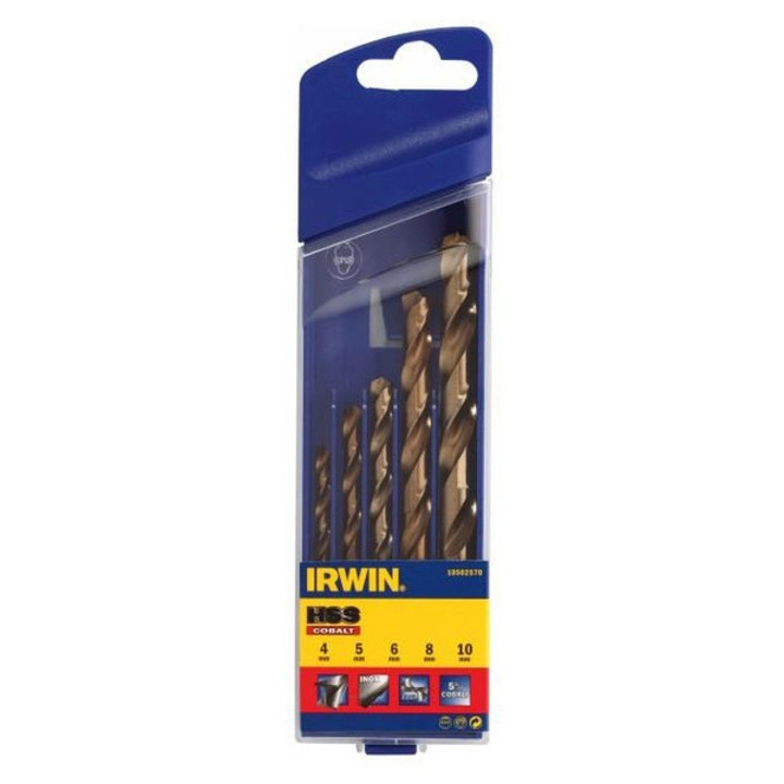 IRWIN Csigafúró készlet 5 részes HSS Co hengeres (4-5-6-8-10 mm)