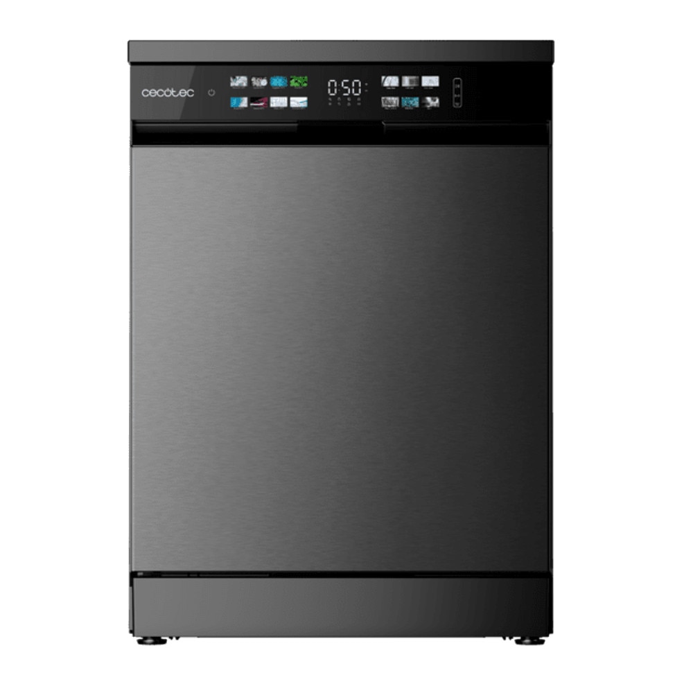 Masina de spalat vase Cecotec, Bolero Aguazero, latime 60 cm, 15 seturi de vase, 8 programe de spalare, tehnologie Dual Zone Wash, functie DRY +, functie Delay Start, program Machine Care, Child Lock, 3 niveluri ajustabile, tava pentru tacamuri, antracit