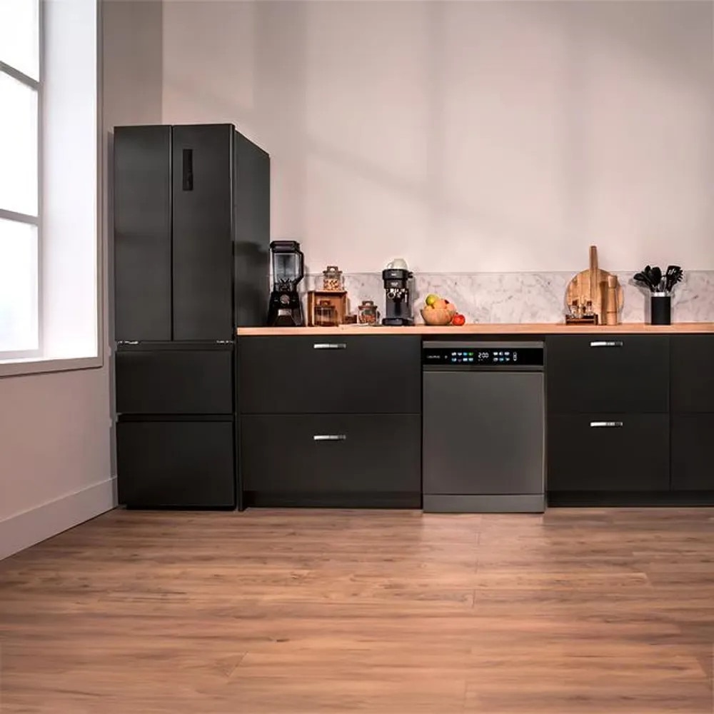 Masina de spalat vase Cecotec, Bolero Aguazero, latime 60 cm, 15 seturi de vase, 8 programe de spalare, tehnologie Dual Zone Wash, functie DRY +, functie Delay Start, program Machine Care, Child Lock, 3 niveluri ajustabile, tava pentru tacamuri, antracit