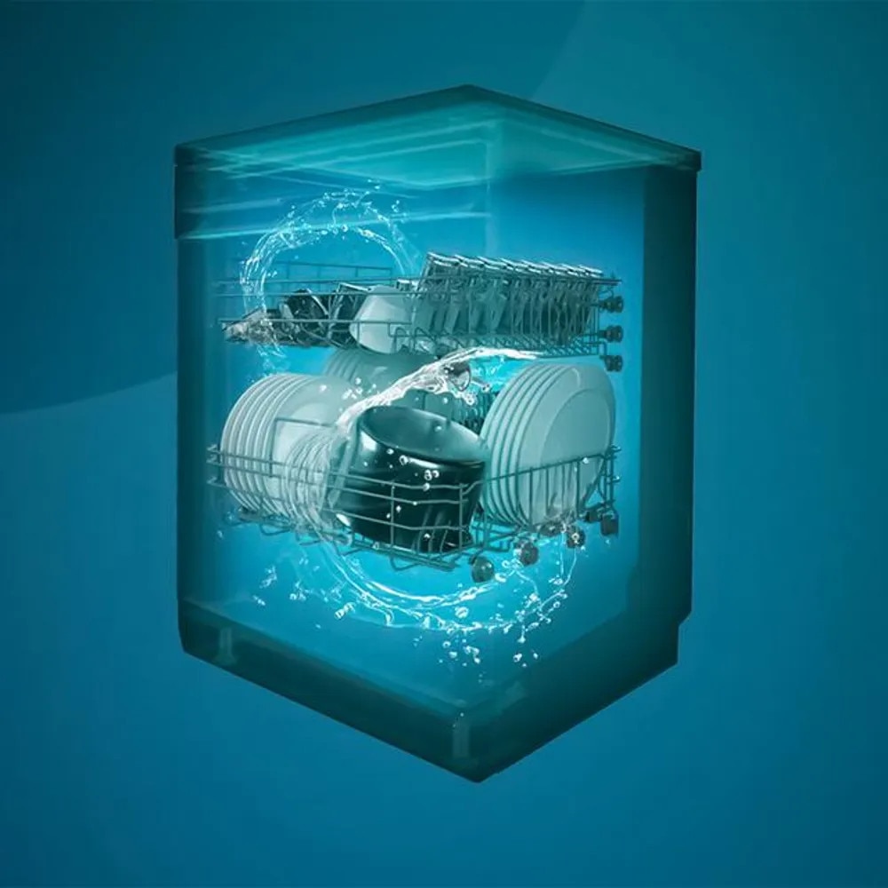 Masina de spalat vase Cecotec, Bolero Aguazero, latime 60 cm, 15 seturi de vase, 8 programe de spalare, tehnologie Dual Zone Wash, functie DRY +, functie Delay Start, program Machine Care, Child Lock, 3 niveluri ajustabile, tava pentru tacamuri, antracit