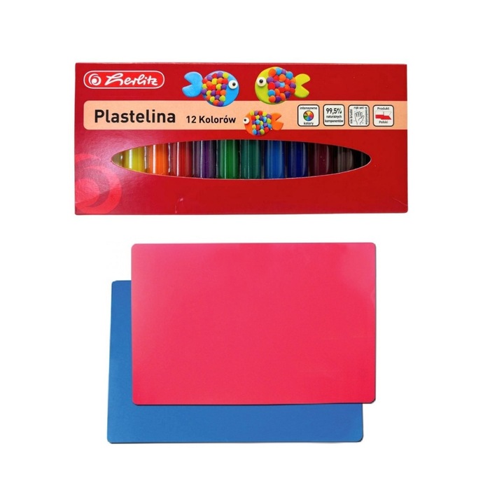 Set plastilina, 12 culori, 115g + planseta plastilina A4, Herlitz