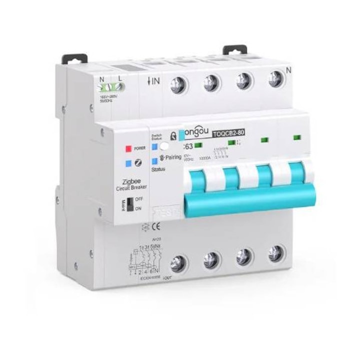 Disjunctor smart 4P 1...63A cu powermeter, Zigbee TOQCB2 Tongou