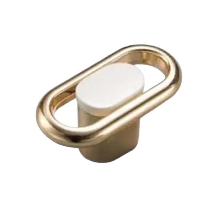 Set 2 x Buton Model Kelen, Finisaj Auriu Lucios + Alb