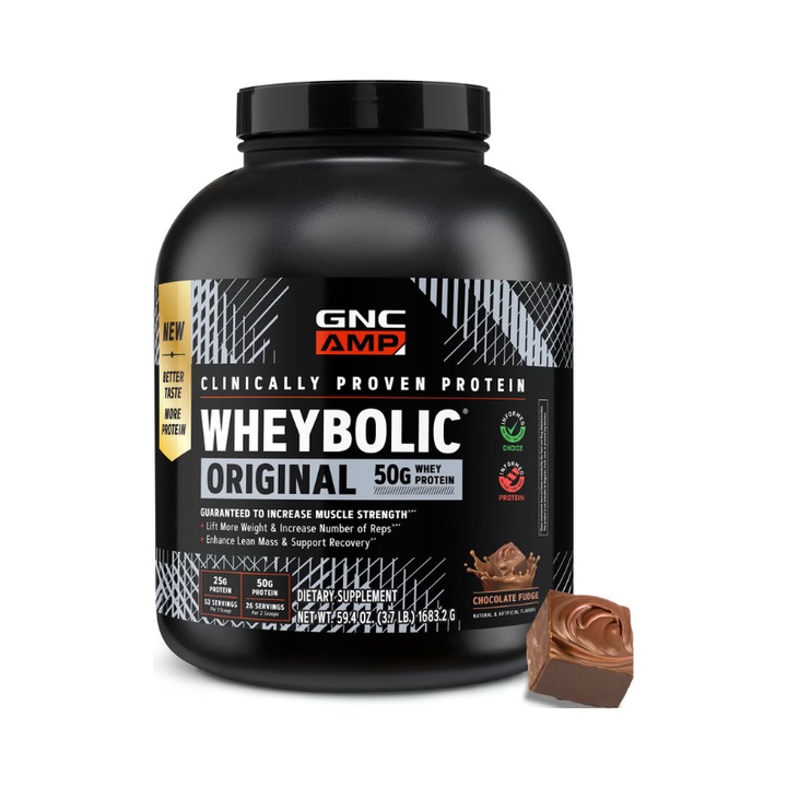 GNC AMP New Wheybolic™, Proteina din zer, studiata clinic, cu aroma de ciocolata, 1683.20 g