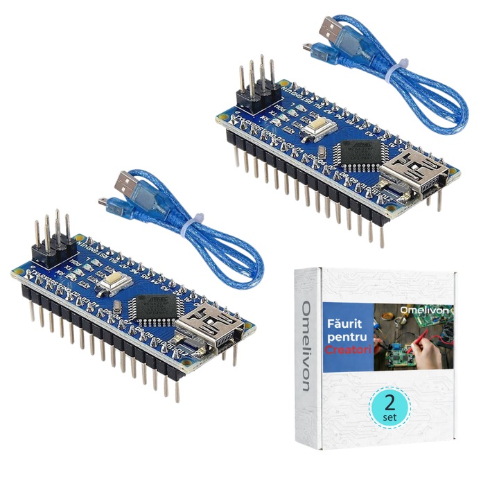 Placa de dezvoltare Arduino Nano V3.0 ATmega328P, versiune imbunatatita ...