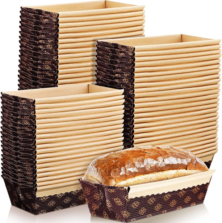 20 darabos mini sütőforma készlet kraft papírból, HOUKEA, olajálló, virágmintás, 200x65x50mm