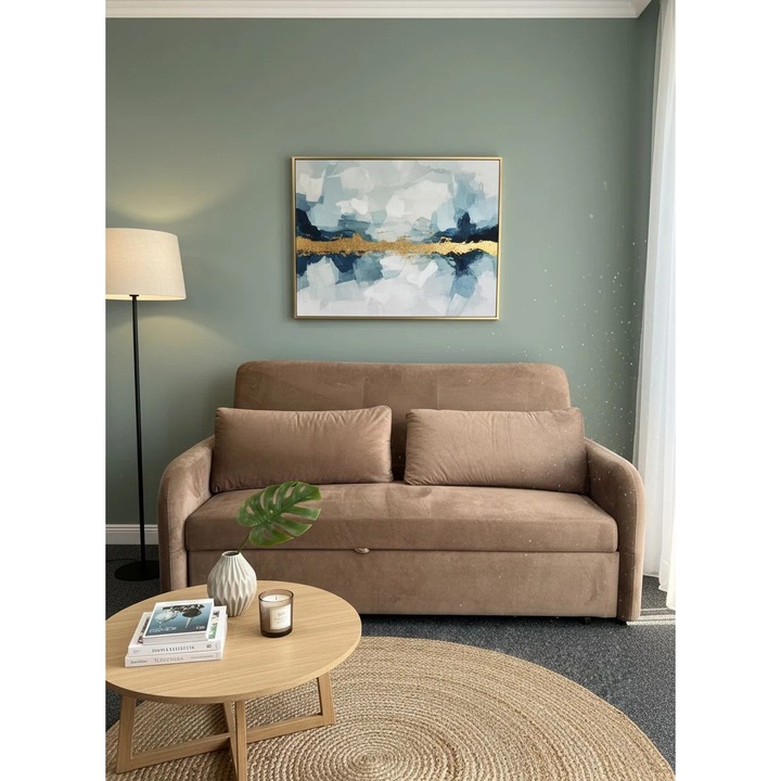 Canapea MarketMob Sunny Extensibila Catifea Velvet Maro 170x90x90 cm