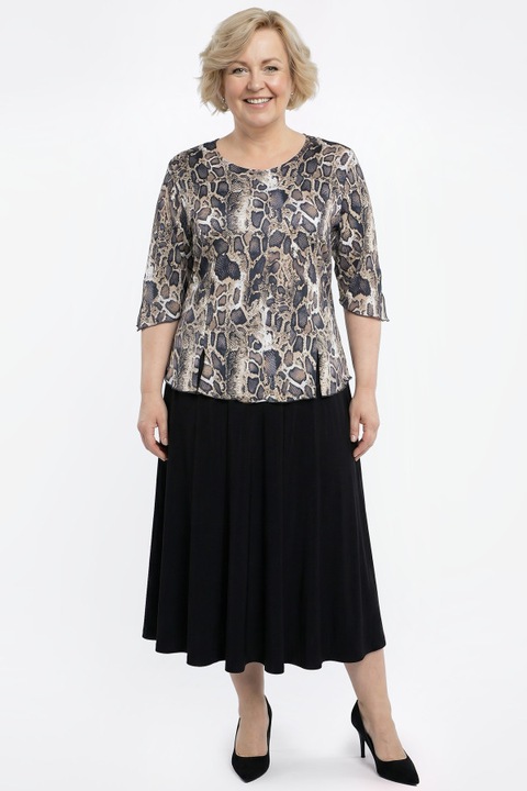 Compleu top negru din piele de sarpe