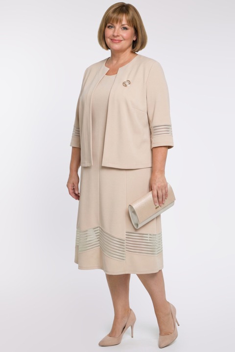 Set cu rochie si jacheta cu fir auriu