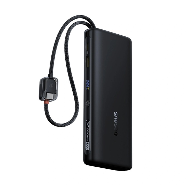 Külső akkumulátor Baseus EnerFill FC41 20.000 mAh, 100W, digitális kijelző, USB-C kábel mellékelve, fekete