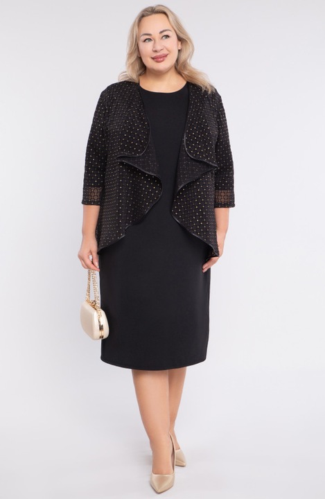 Rochie cardigan brocart, MDR24, Negru