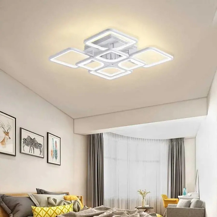 Lustra LED Alessandro DESIGN ZOE, 138 W, dimabil, alb, 60x60x12 cm