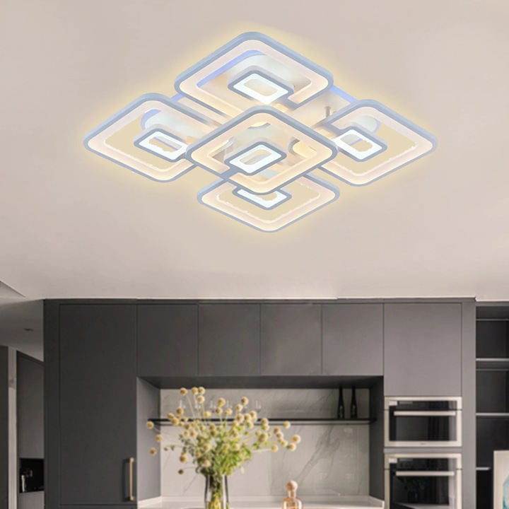 Lustra LED Alessandro DESIGN FELIX, 5 LED, Alb, 55x55x12cm