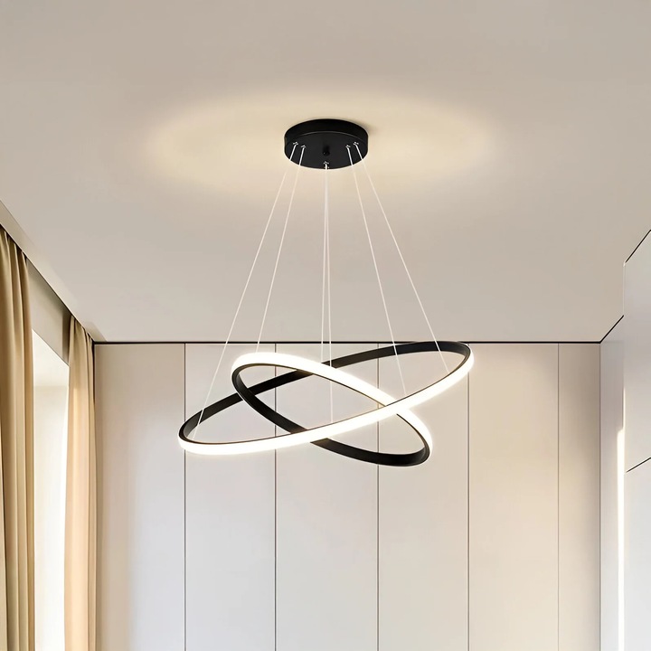 Lustra LED suspendata Alessandro DESIGN RICCI, 25 W, Negru, Diametru 40cm, Inaltime Reglabila