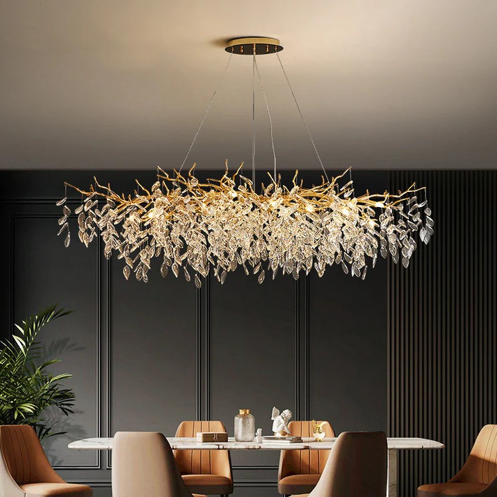 Candelabru Alessandro DESIGN Rhapsody 9 G9, Cristal, Diametru 80cm, Inaltime Reglabila