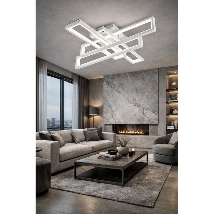 Lustra LED Magic Time Serandis 192W, reglabilă 3000K-6500K, cu telecomandă, 700x600x145mm