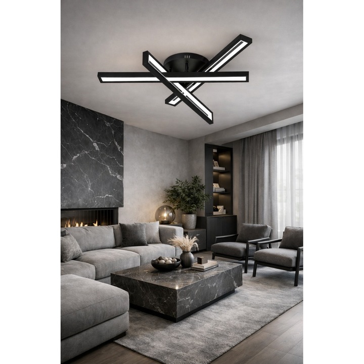 Lustra LED Magic Time, 158W, reglabil 3000K-6500K, cu telecomandă, 766x165mm