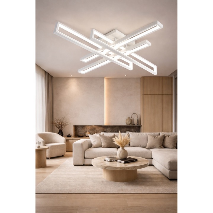 Lustra LED Magic Time Gireon 212W, reglabilă 3000K-6500K, cu telecomandă, 750x750x145mm