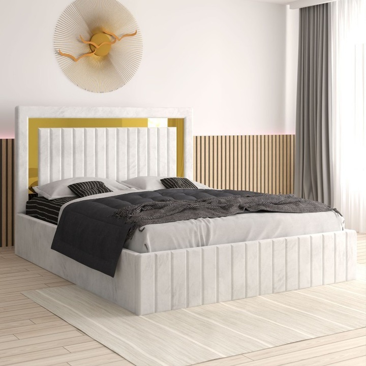 Pat Tapitat Ianis ALB AmzMob + Saltea Lux Ortopedica - 140X200