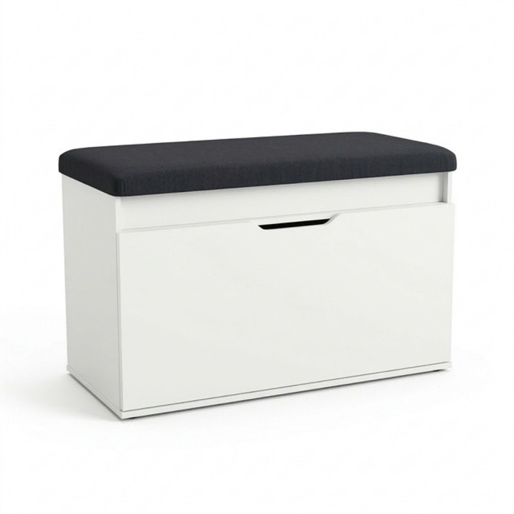 SOTO cipősszekrény ülőhellyel és tárolórekesszel, 80 x 50 x 35 cm, fehér - fehér