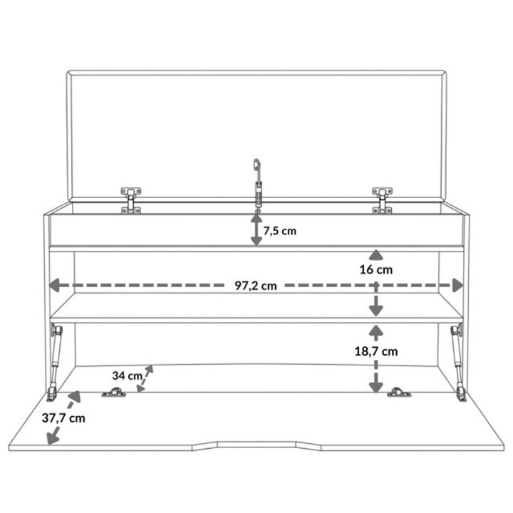 TORI cipősszekrény ülőhellyel és tárolórekesszel, 100 x 50 x 35 cm, fehér - fehér