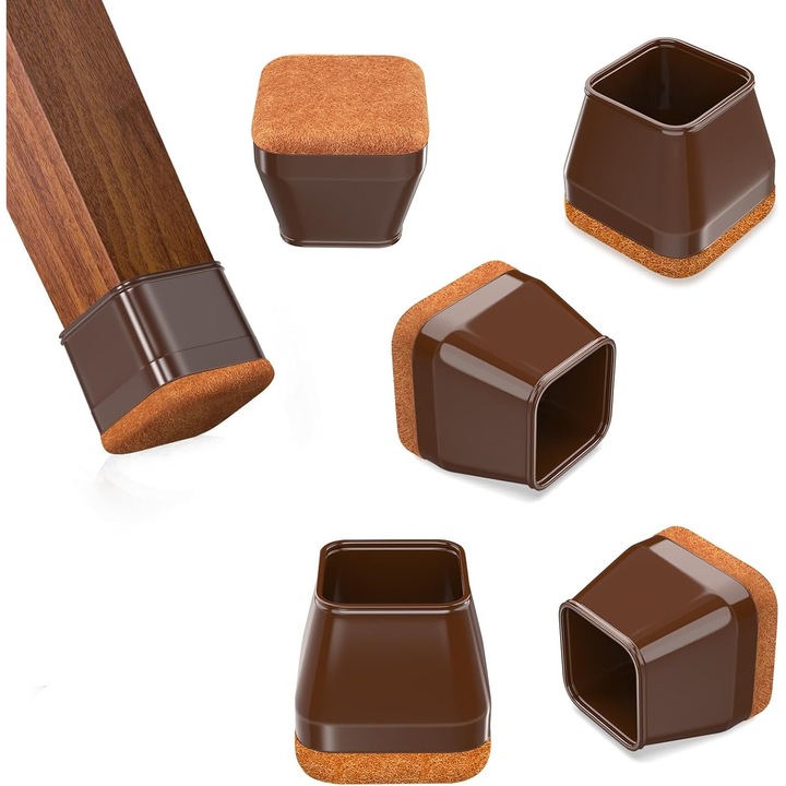 Set 28 Protectii Picioare Mobila Delpi, Silicon, Anti-Zgarieturi, Latime 17 mm, Inaltime 26 mm, Maro