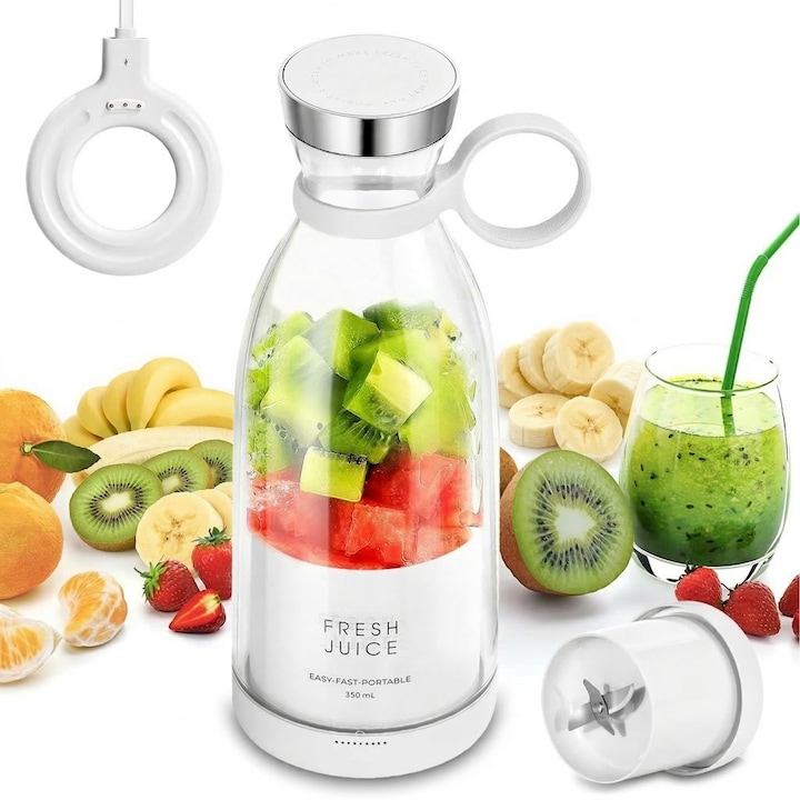 Mini Blender Portabil electric - Smoothie & Shake - 380 ml - Lame din Otel Inoxidabil