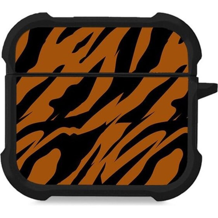 Husa pentru casti, Sonique, Maro/Negru, Silicon, Compatibil cu Airpods 4