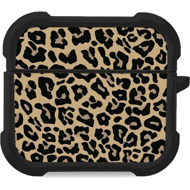 Sonique Set de huse din silicon Animal Print pentru AirPods 3, leopard, protectie impotriva zgarieturilor si socurilor