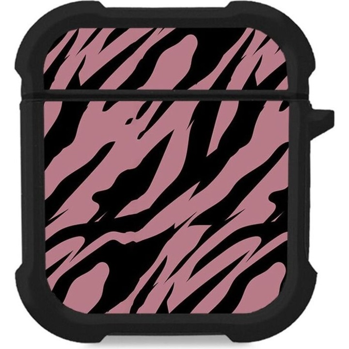 Husa casti, Sonique, Roz/Negru, Compatibil cu Airpods 1/2