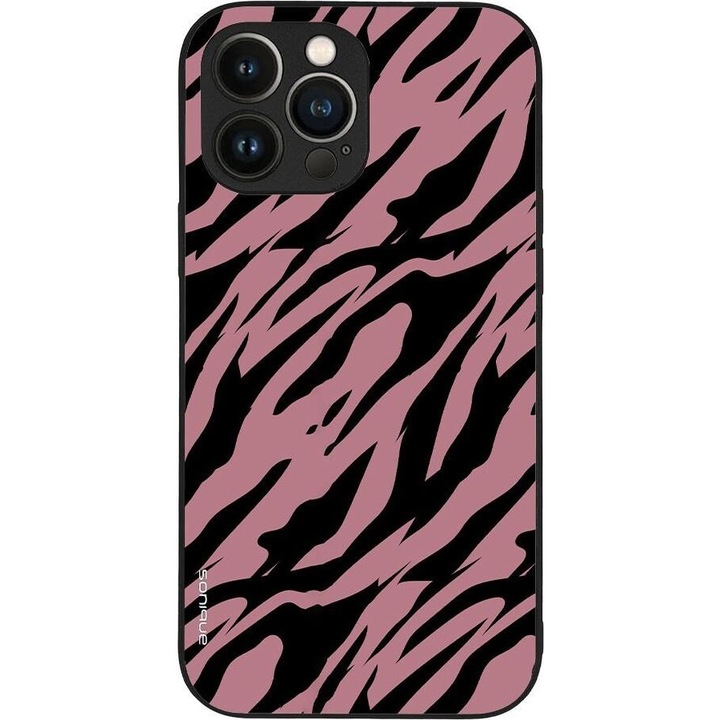 Husa telefon, Sonique, Roz/Negru, Compatibil cu Apple Iphone 13 Pro Max