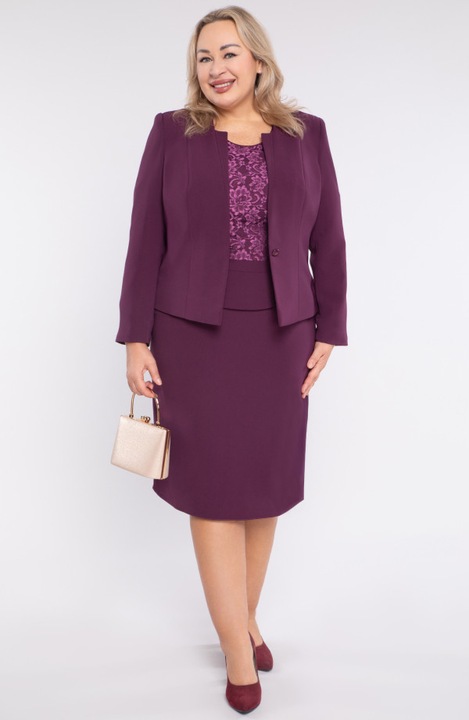 Тъмнолилав костюм от три части с пеплум
