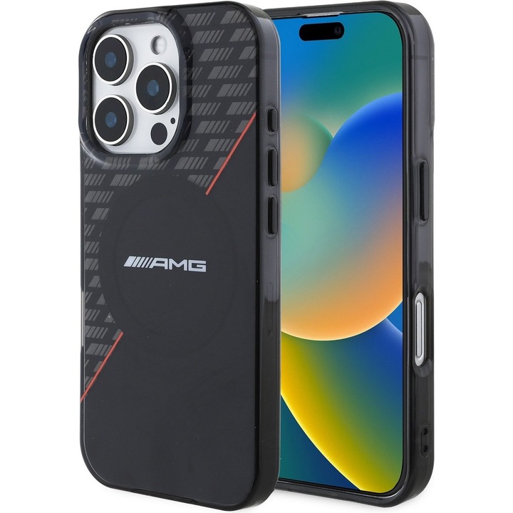 Husa telefon, AMG, Compatibil cu iPhone 16 Pro, Negru