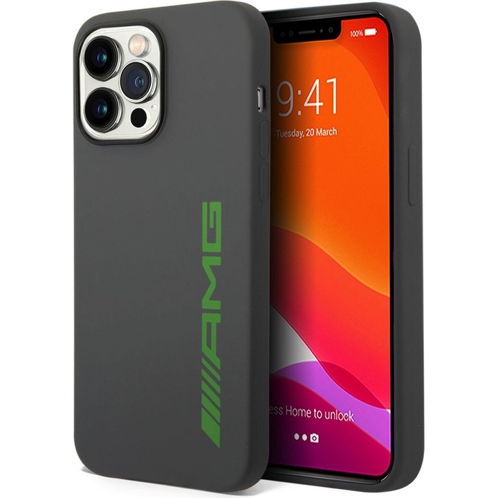 Husa telefon, AMG, Compatibila cy iPhone 14 Pro, Gri, Silicon
