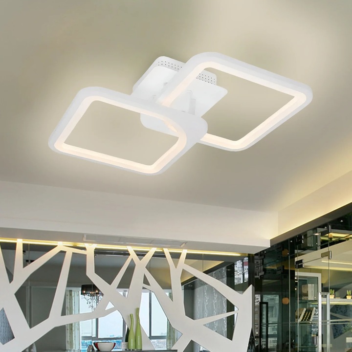 Lustra LED cu telecomanda ZOE 40 W, 2*LED, 50*50*6, IP20, Lumina dimabila, Alb