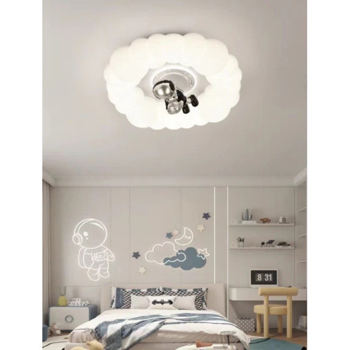 Lustra LED cu telecomanda 75 W, 1*LED, Diametru 50, Inaltime 14, IP20, Lumina dimabila, Alb
