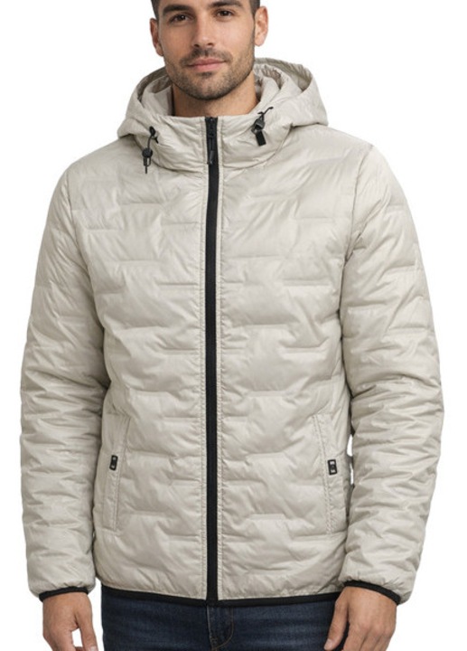 Geacă matlasată cu glugă, ecru, Ecru