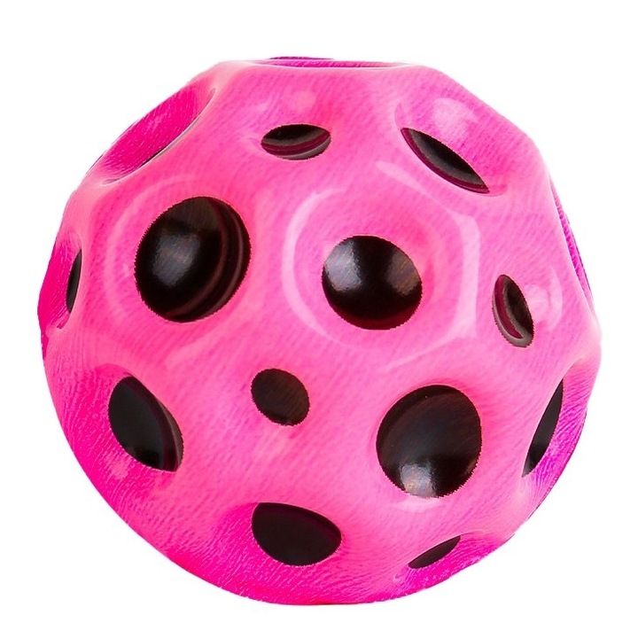 Minge antistres, saltareata, poliuretan, jucarie pentru copii, 6.6 cm, elastica, rezistenta, roz, Dactylion®