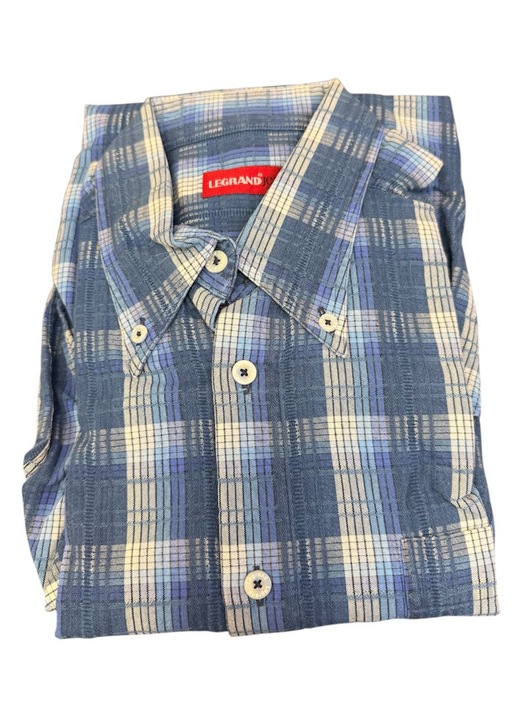 Férfi ing, Legrand, kék-fehér kockás, hosszú ujjú, pamut, L-es méret