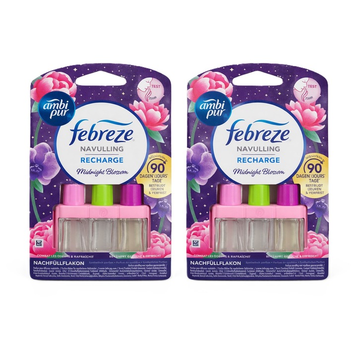 Febreze 3Volution szobaillatosító utántöltő, 2x20ml-es készlet, Midnight Blossom