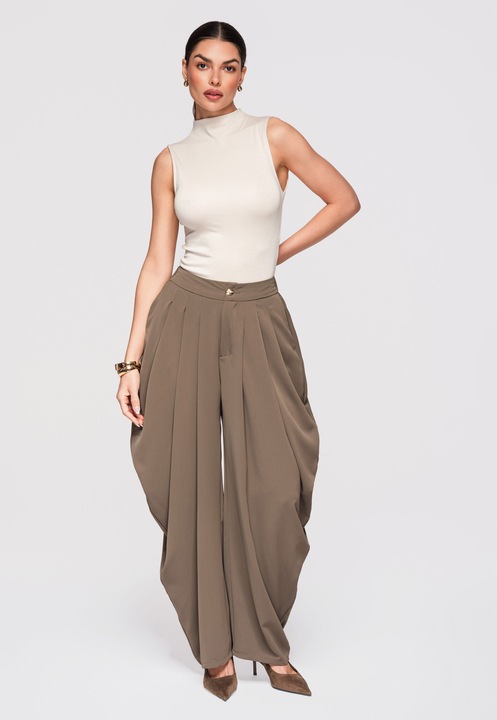 Elegáns, bő szabású nadrág LARICA OW-PA-E0004, Khaki