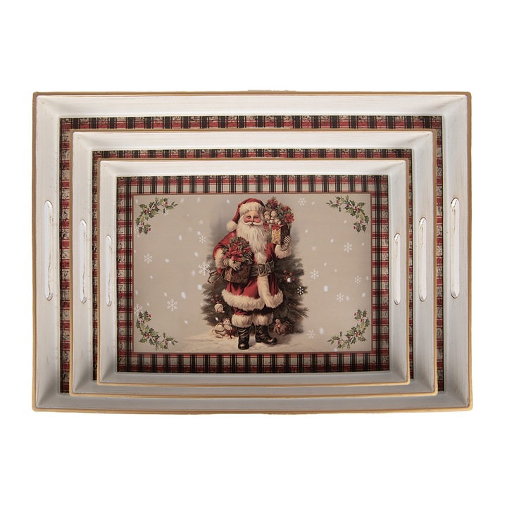 Set 3 tavi Craciun plastic multicolor 40x30x4cm, 35x25x4cm, 30x20x4cm