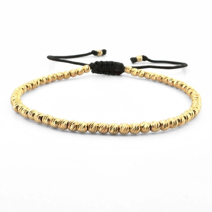 Bratara unisex, Onixbox, bilute de argint placate cu aur 18K, snur reglabil, 3 mm