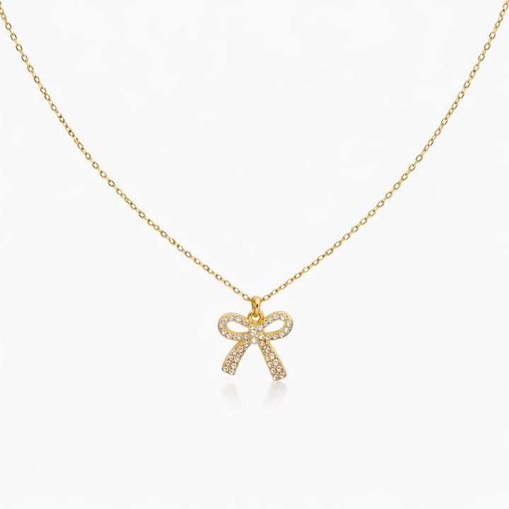 Colier dama, Shopiens, lant auriu subtire, pandantiv fundita cu strassuri, aurie