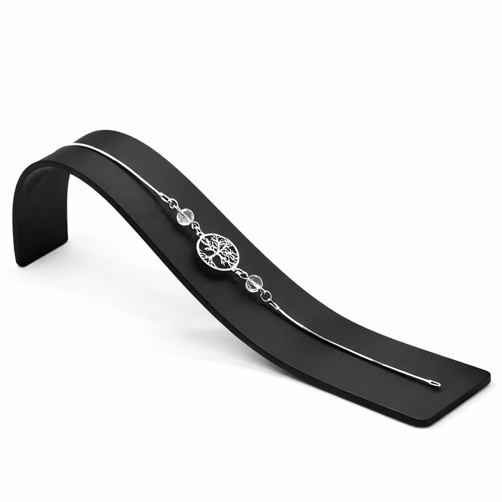 Brățară, CRISTALE COOL, Pomul Vieții, cristal de stancă, argint 925, lungime 19, 5 cm